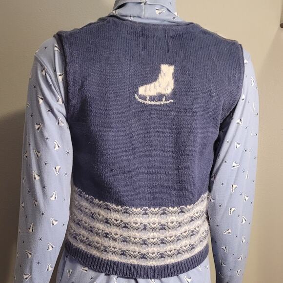 Vntg Christopher & Banks Hand Embroidered Winter Ramie Cotton Sweater Vest Set M - Picture 4 of 16